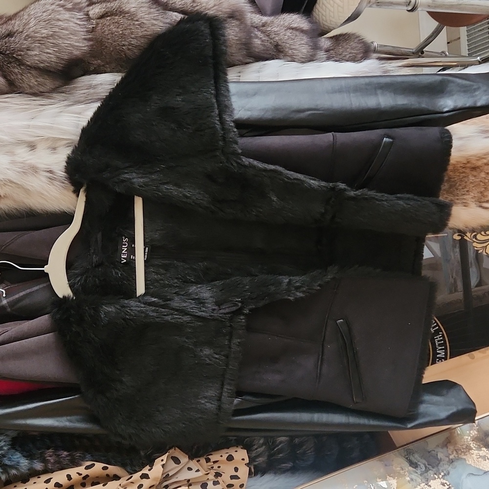 VENUS Faux Fur Vegan Leather Jacket